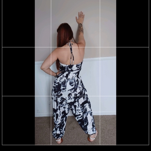 Black and white balloon pants with pockets - Picture 6 of 9